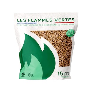 Sac de granulés de bois 15kg Flammes vertes - SimplyFeu Flammes Vertes Granulés de Bois - 65 sacs 975kg – Image 3